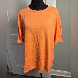 Eileen Fisher Orange Boxy T-Shirt organic cotton scoop neck